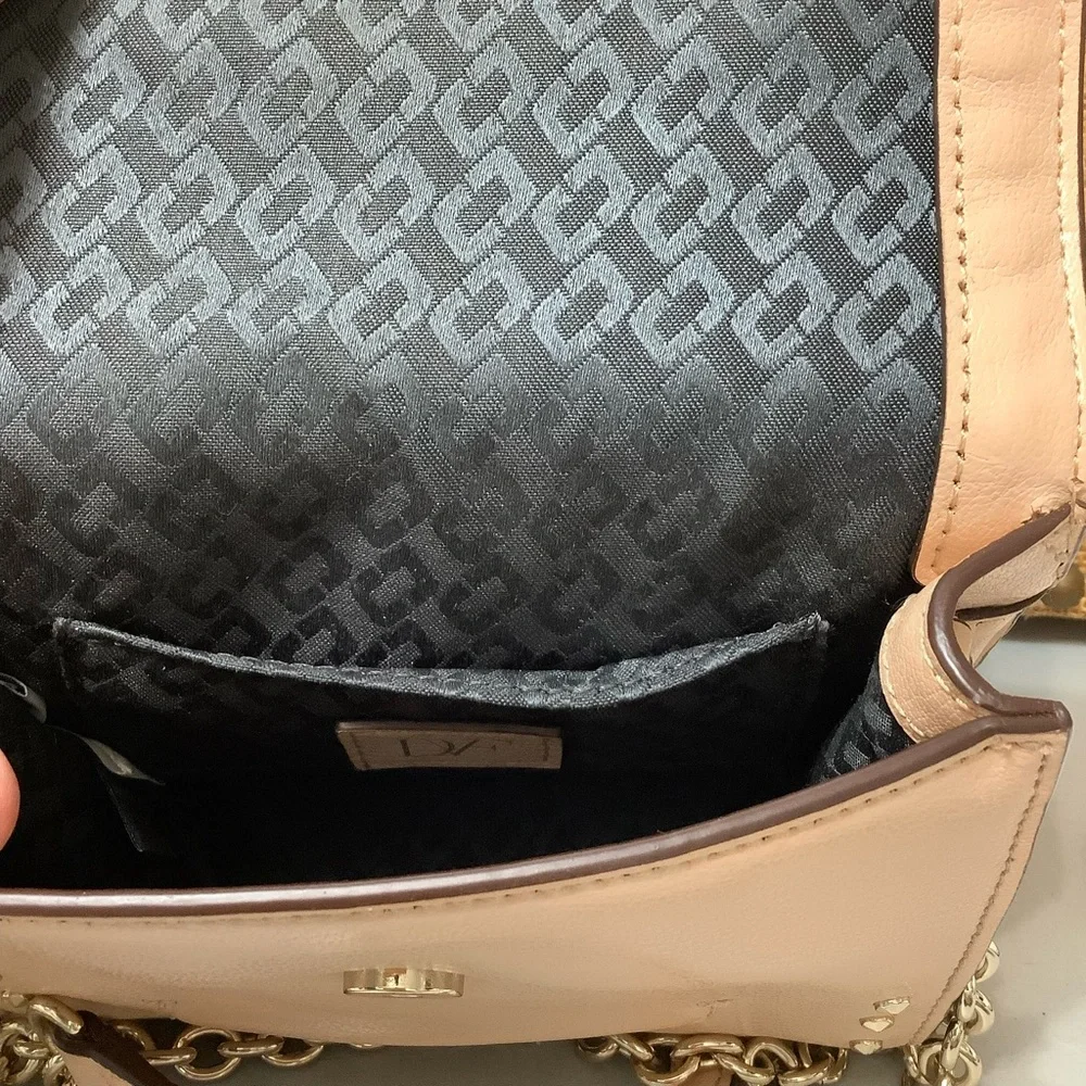 Diane Avon Furstenberg Vintage Gold Studded Leather Crossbody Purse - Picture 6 of 12